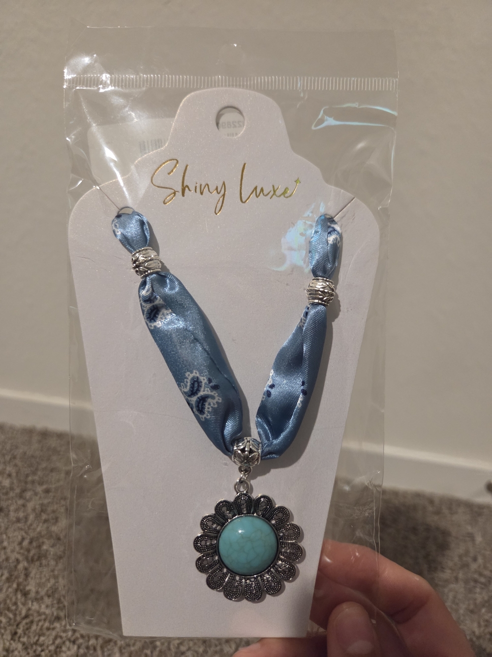 Blue Turquoise Scarf Pendant Necklace